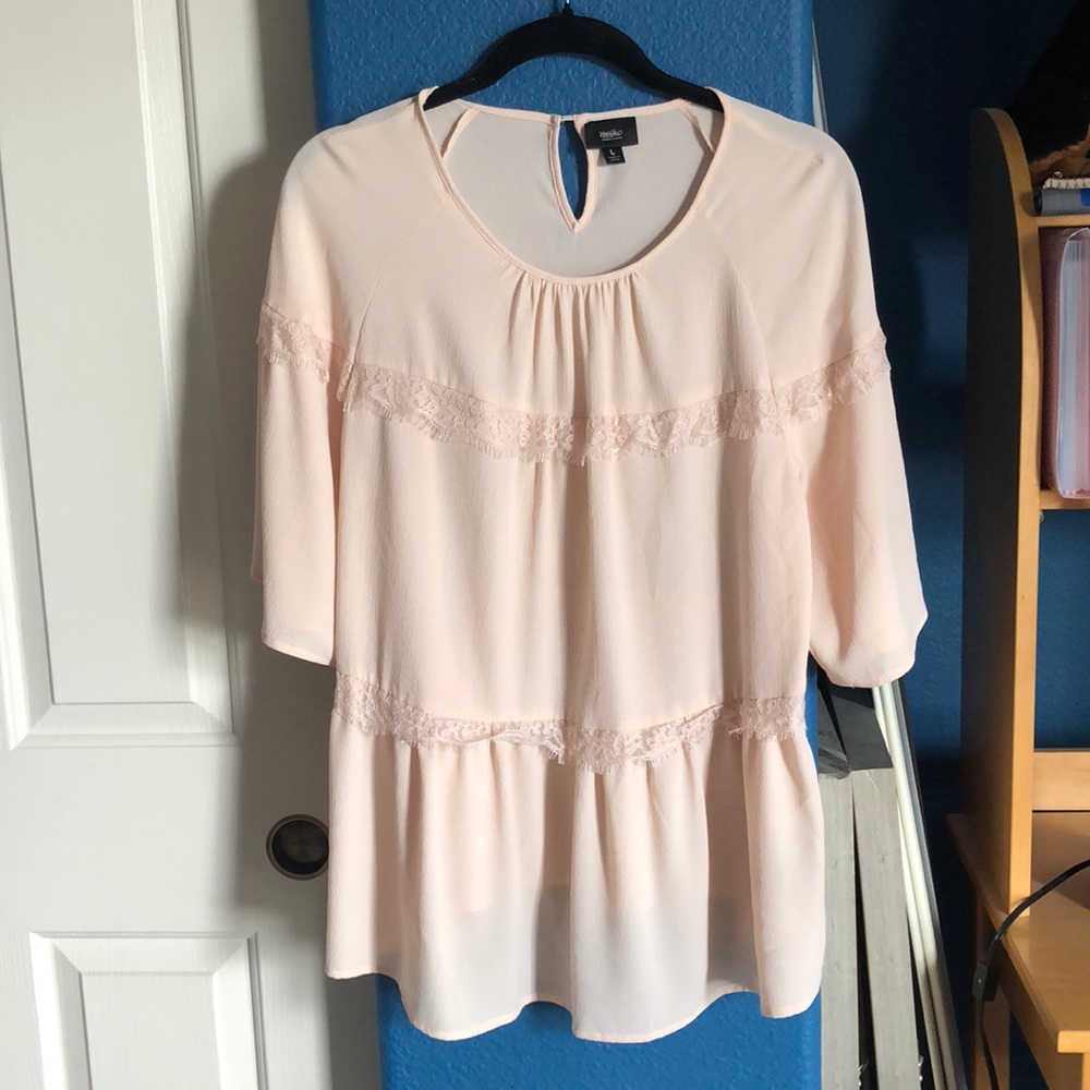 Juniors Cream Colored Top w/ Lace Accents
